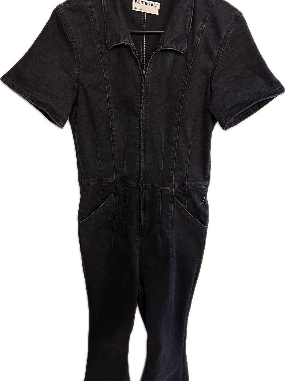 We The Free Black Short-Sleeve Zip-Front Jumpsuit - Picture 6 of 8